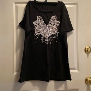 Sexy T Shirt with Hollow Out v neck